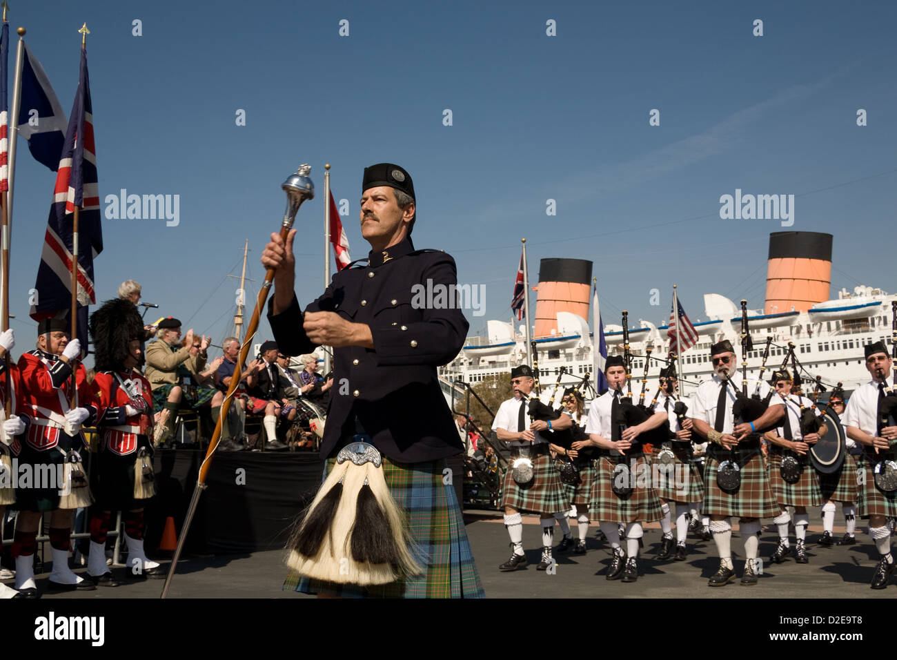 Band drum major leads marching band hires stock photography and images