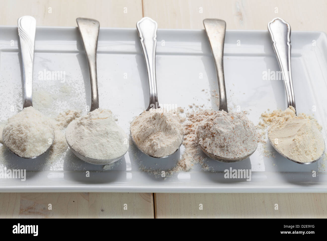 different types of flour Stock Photo