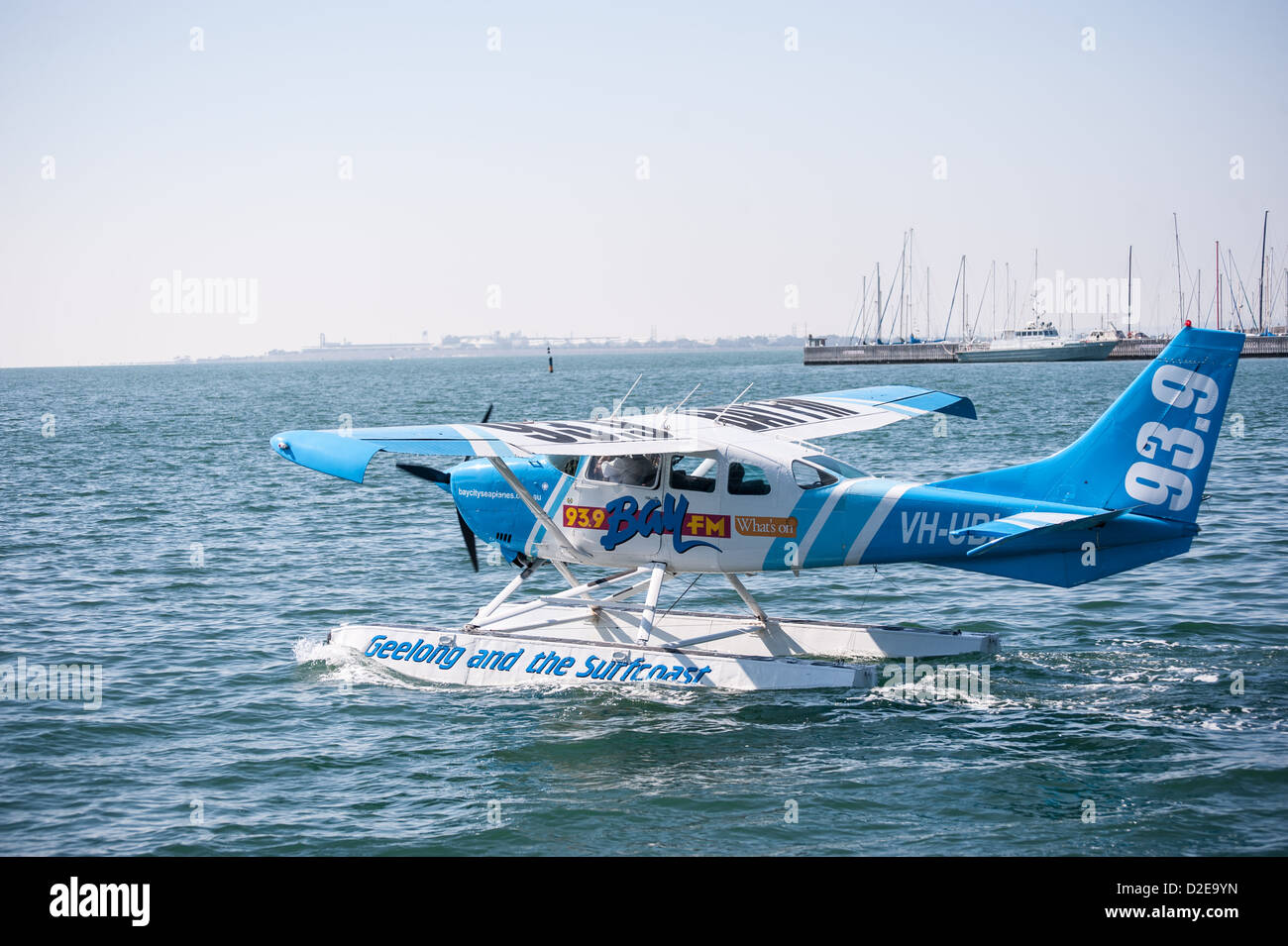 Seaplane at Cunningham Pier Geelong. On January 22 2013 this plane crashed into the sea, injuring 3 passengers on board. Stock Photo
