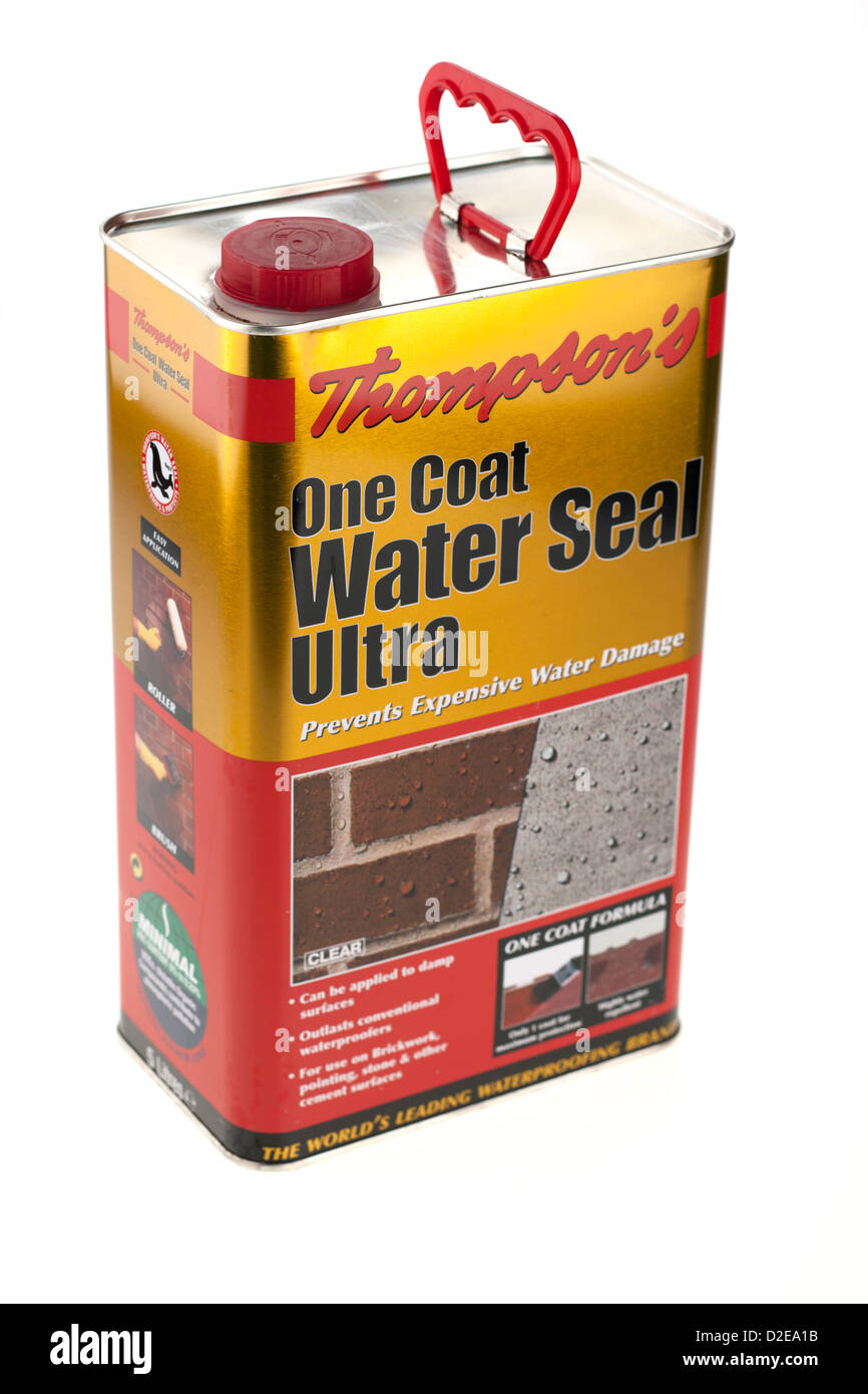 Five litre can of Thompsons one coat Water Seal brickwork pointing and stone waterproofer Stock Photo
