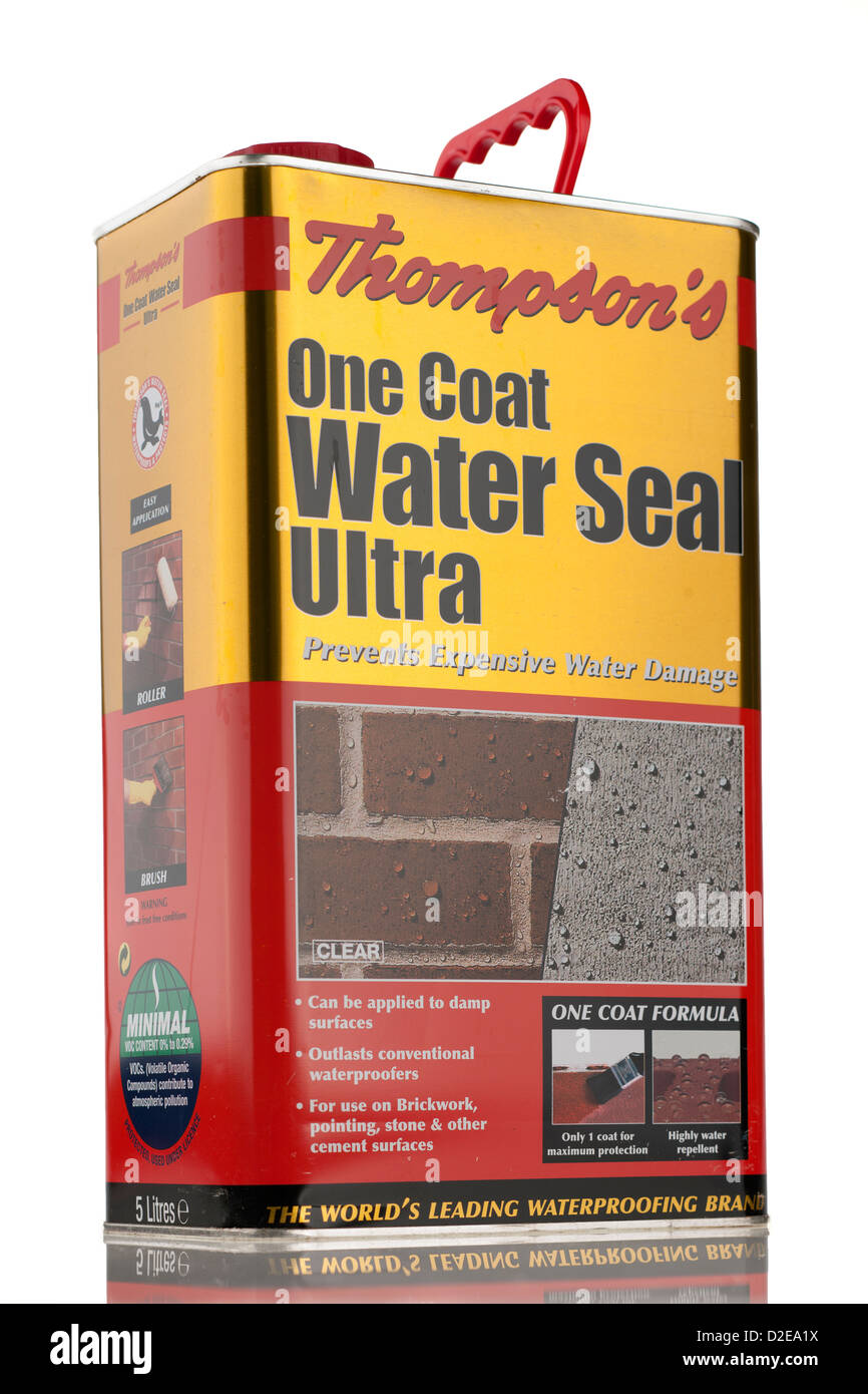 Five litre can of Thompsons one coat Water Seal brickwork pointing and stone waterproofer Stock Photo