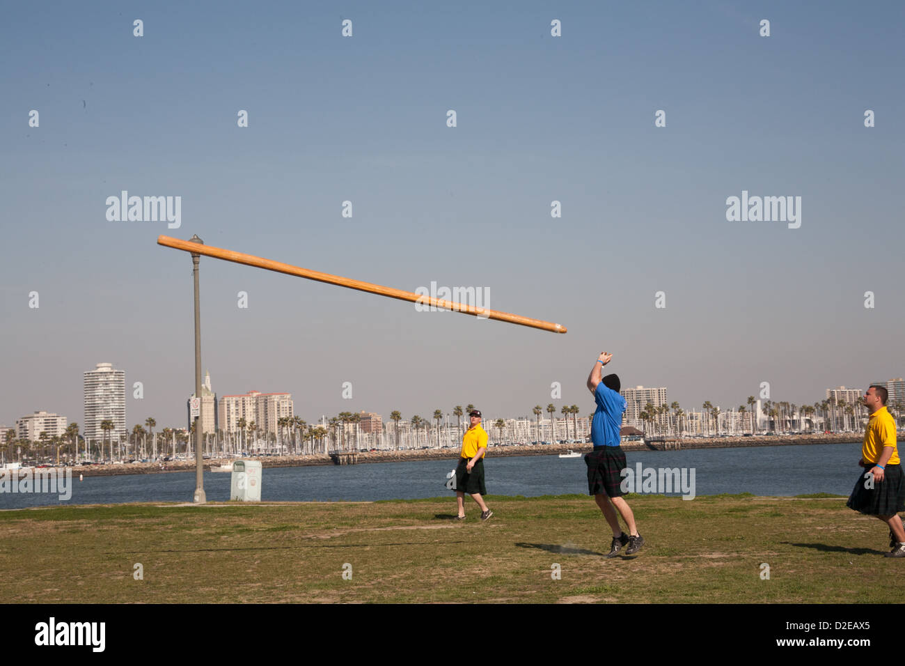 The caber toss competition at the Scotsfest Scottish Festival and clan