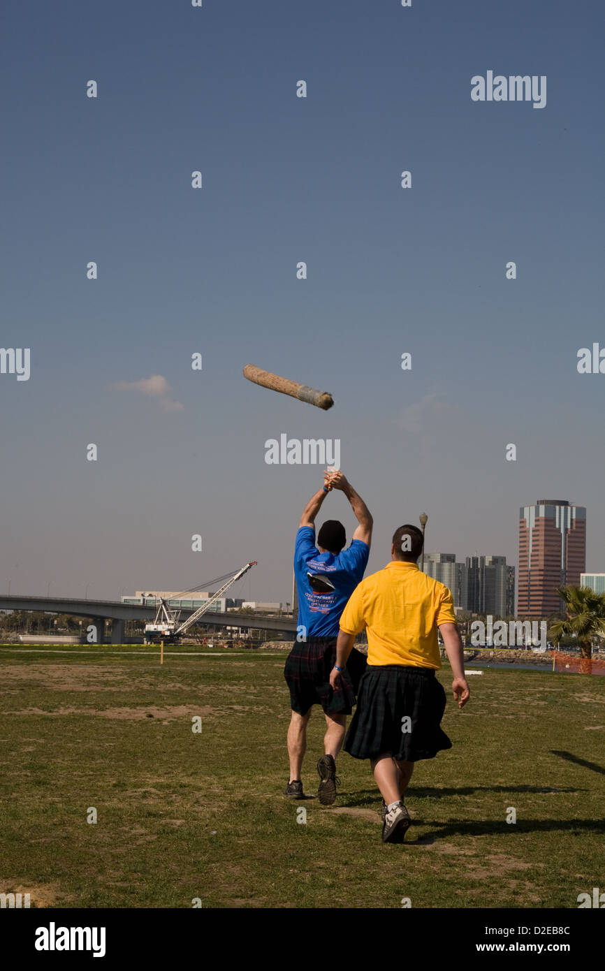 The caber toss competition at the Scotsfest Scottish Festival and clan