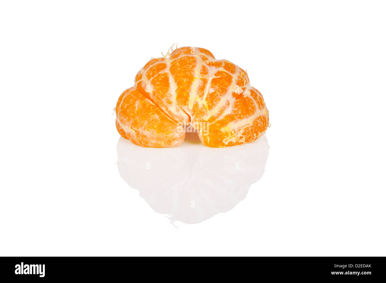 Half of fresh orange mandarin or tangerine isolated on white background with full size shade Stock Photo