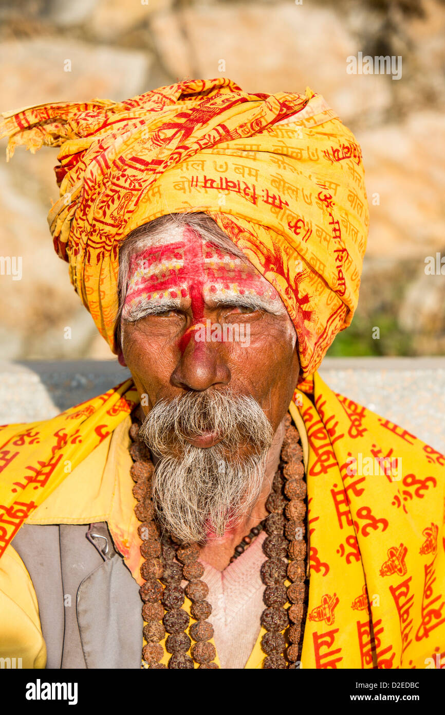 Sadhu or Hindu holy man in Kathmandu, Nepal. Sadhus are men who have renounced all material attachments Stock Photo