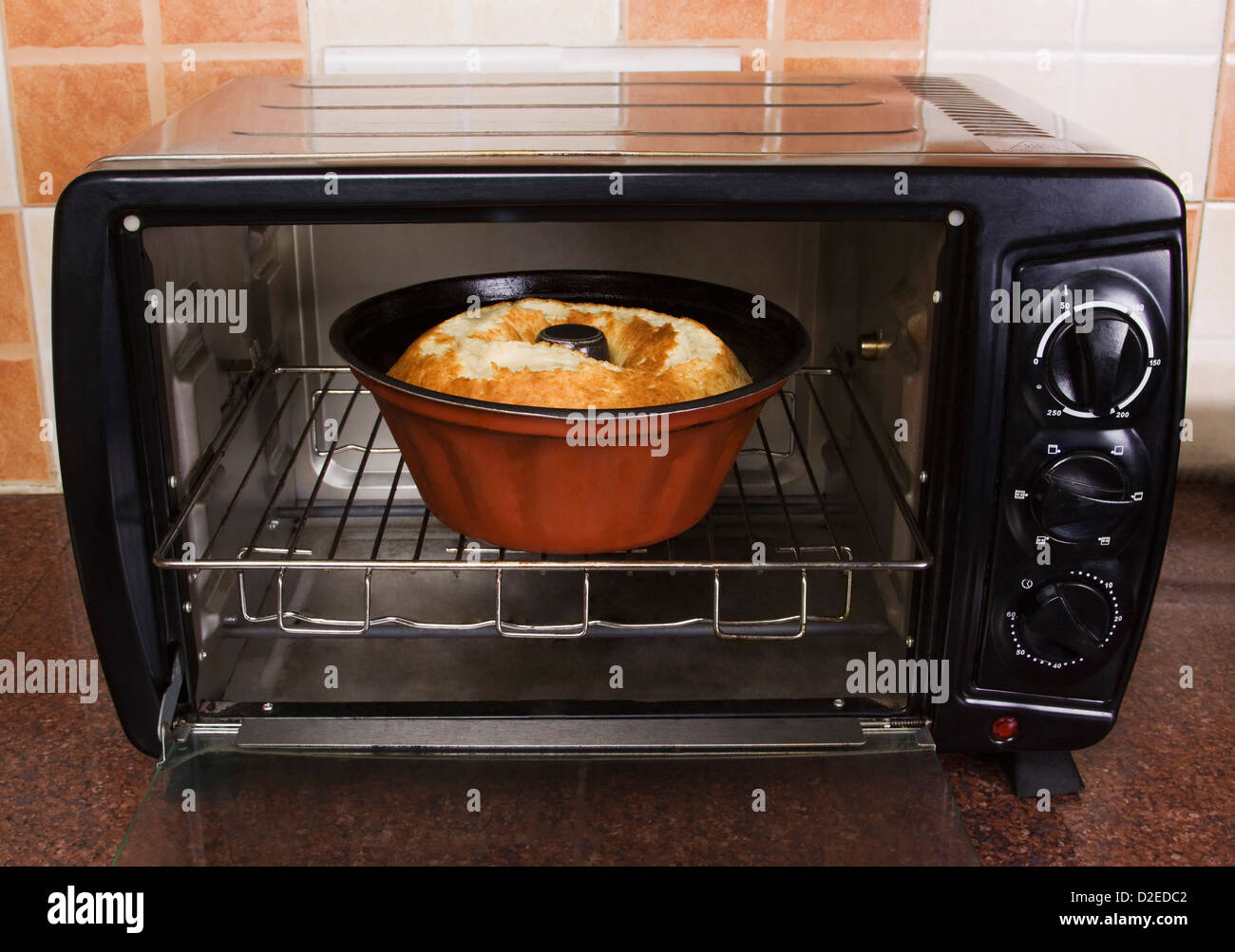 Bowl of food in a microwave oven Stock Photo