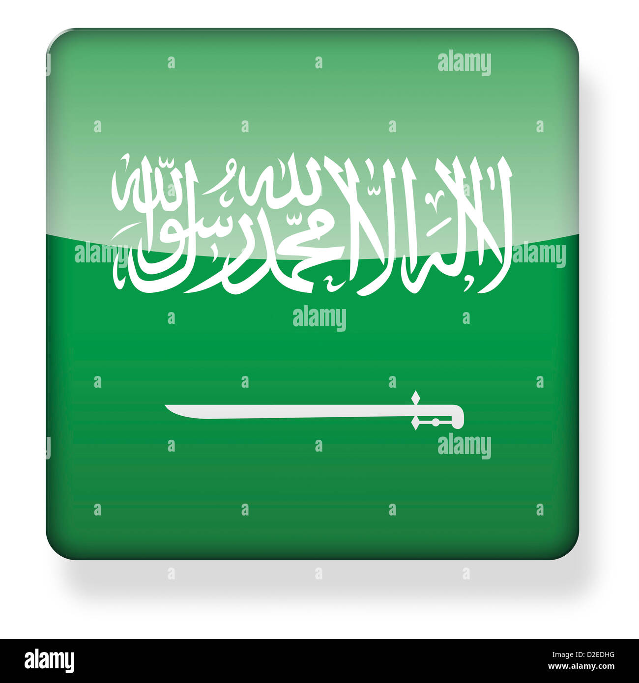 Saudi Arabia flag as an app icon. Clipping path included. Stock Photo