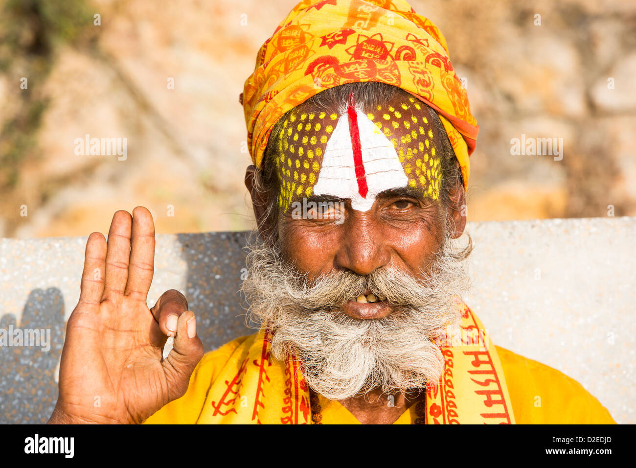 Sadhu or Hindu holy man in Kathmandu, Nepal. Sadhus are men who have renounced all material attachments Stock Photo