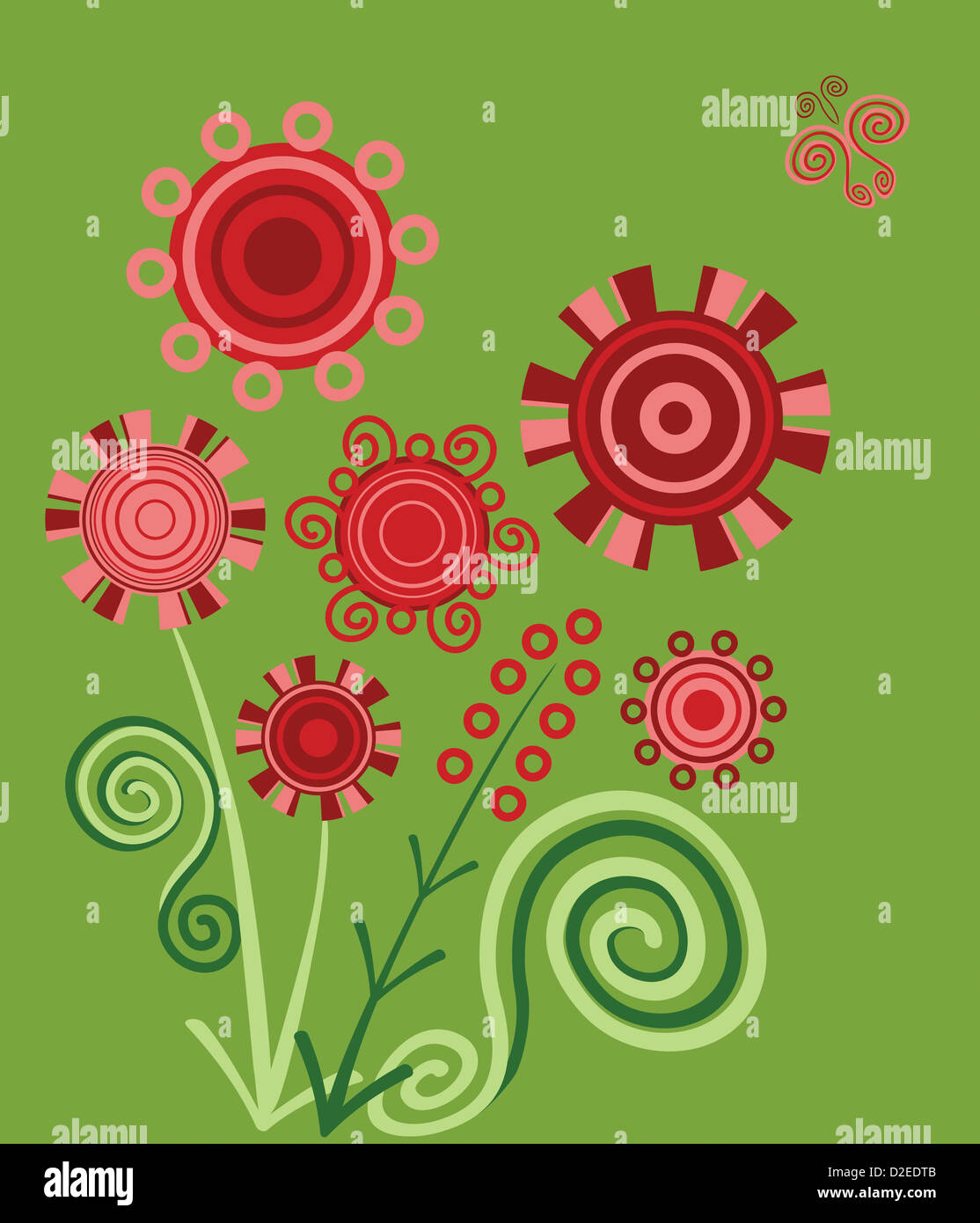 Green background with flower bouquet, illustration Stock Photo - Alamy