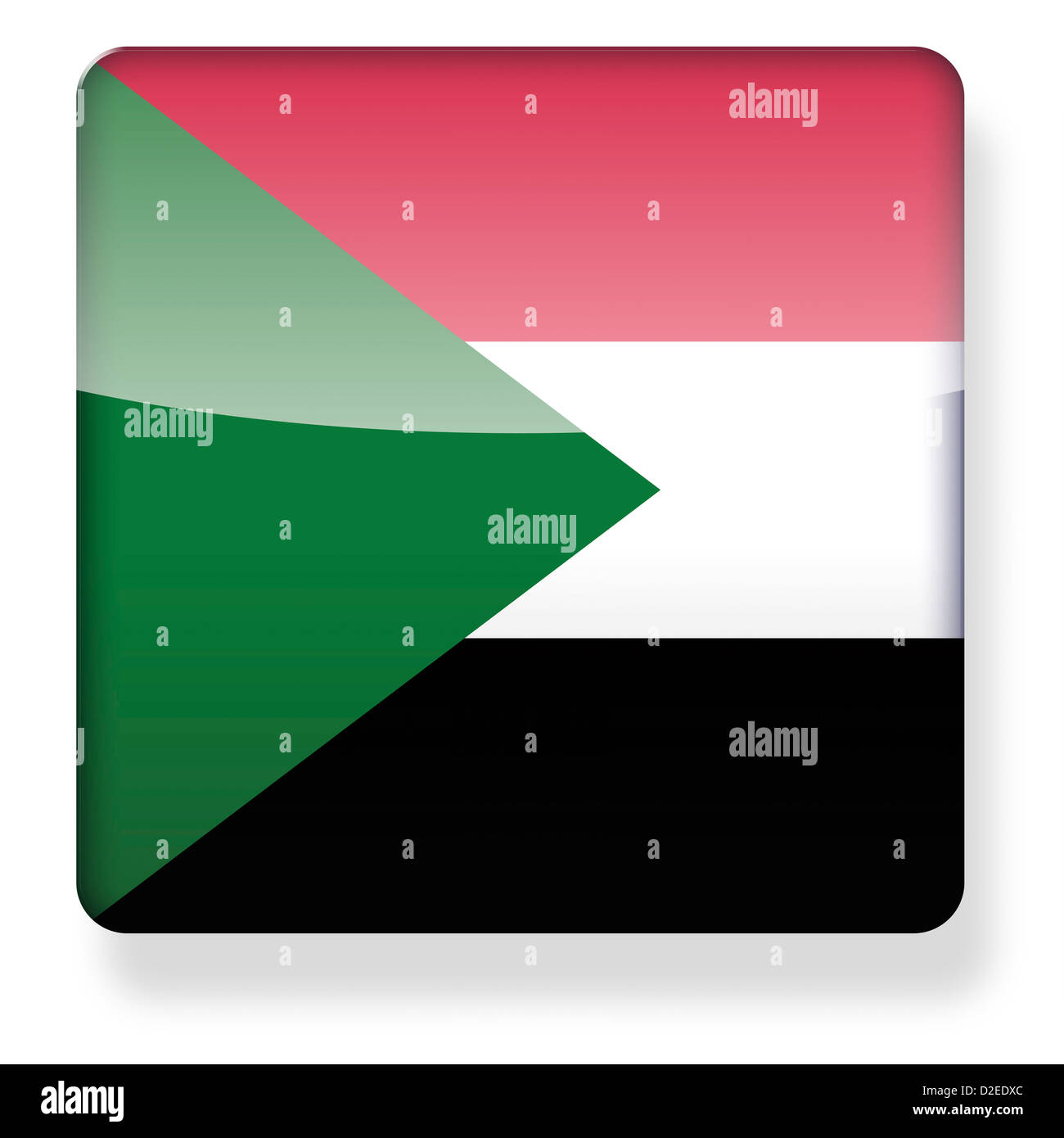 Sudan flag as an app icon. Clipping path included. Stock Photo