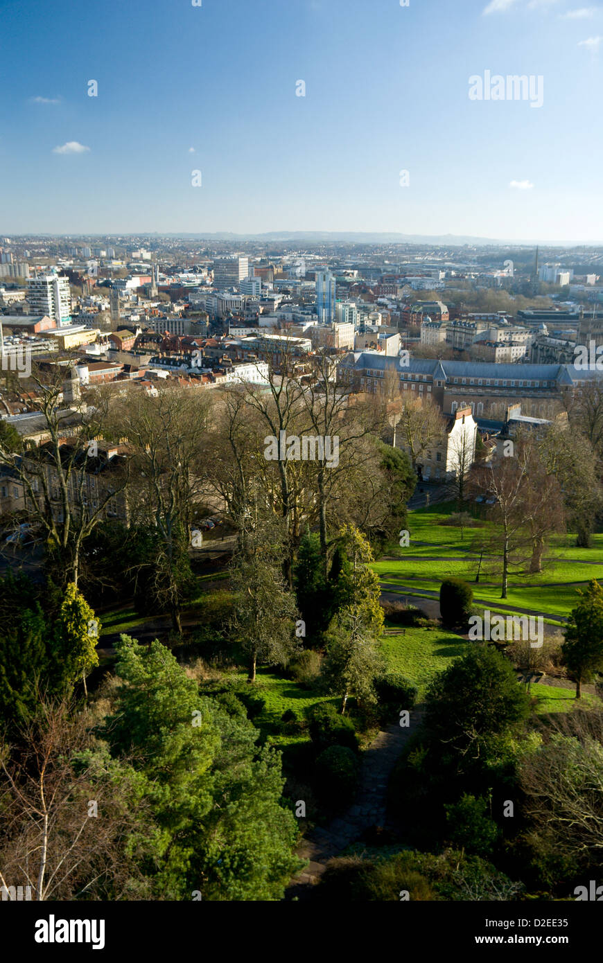 bristol skyline from the top of the cabot tower brandon hill bristol england Stock Photo