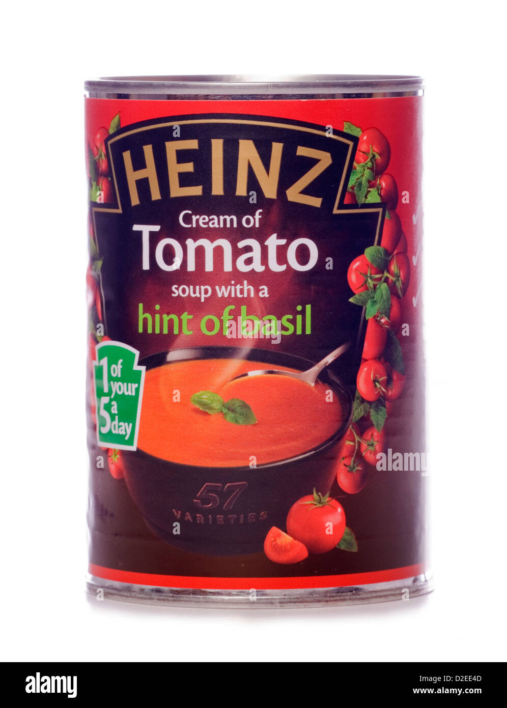 Heinz Cream of tomato soup with a hint of basil can cutout Stock Photo