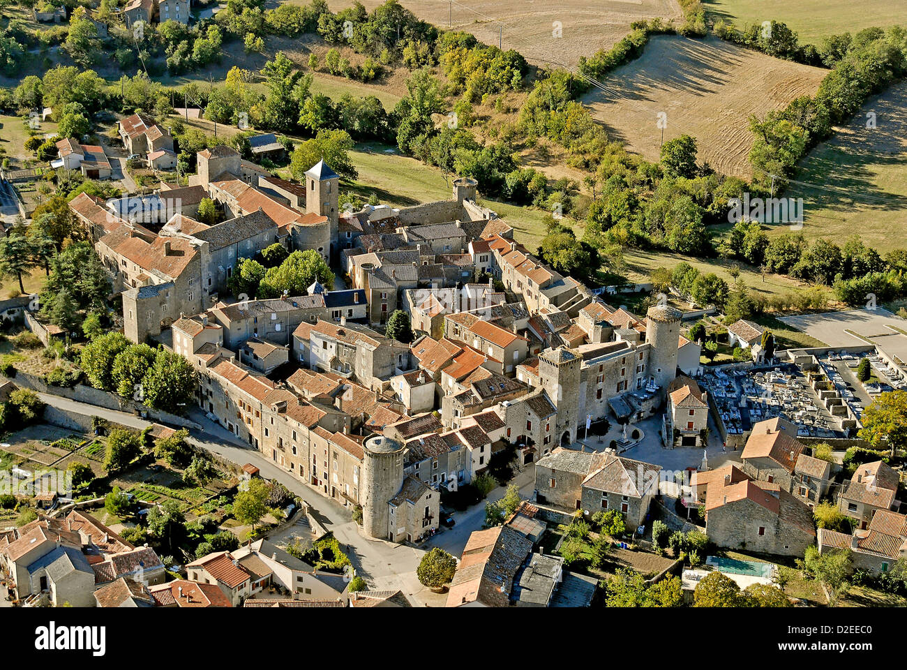 France, Aveyron, on the Larzac plateau, the village Sainte Eulalie de