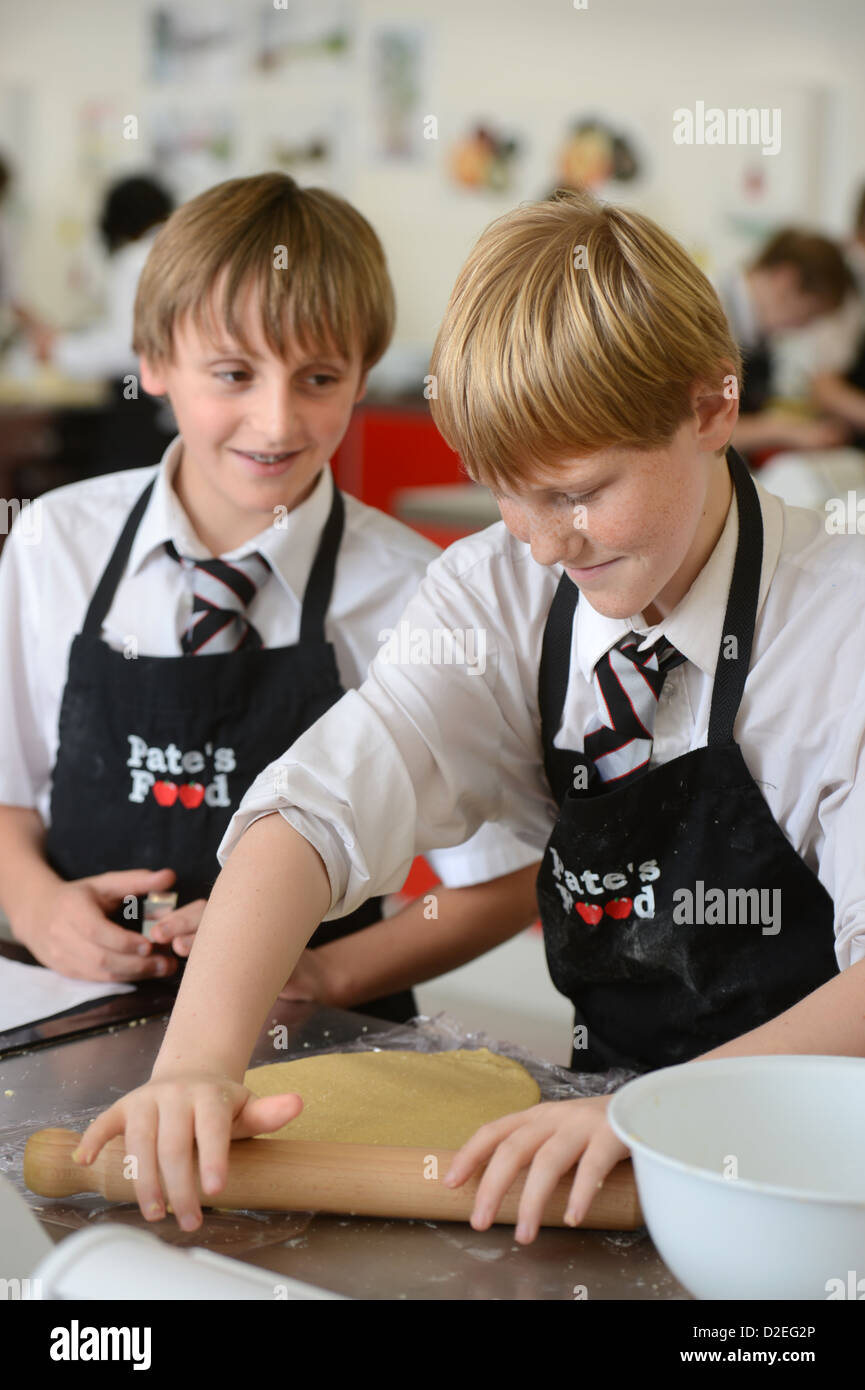 Boys during a food Science lesson at Pates Grammar School in Cheltenham