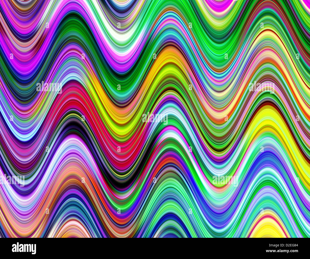 Vibrant multicoloured waves illustration. Stock Photo