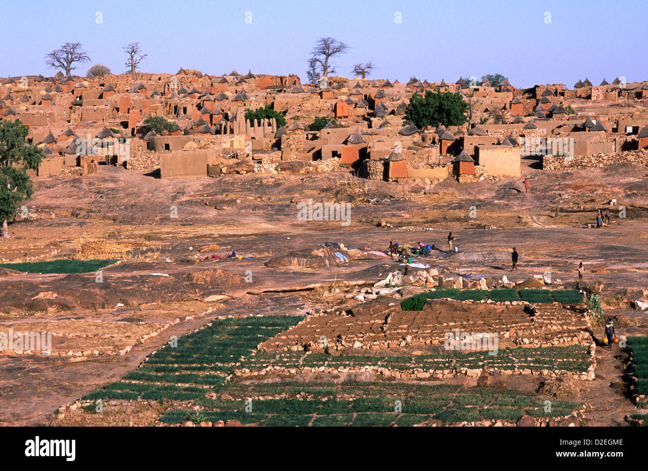 Konsogou - a  typical village on the Dogon Plateau in Mali, Africa. Stock Photo
