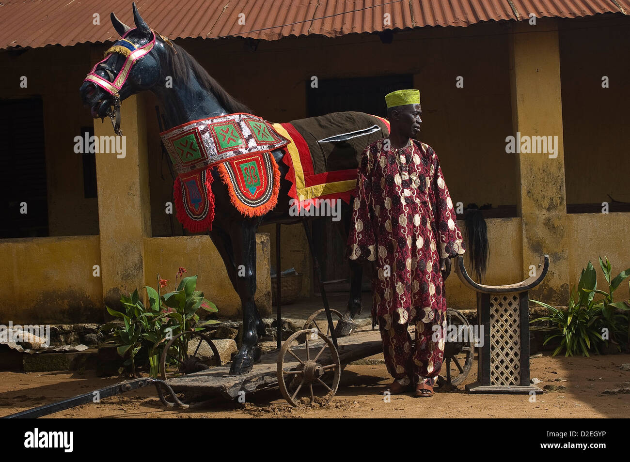 Benin, Collines County, Dassa Zoume, a man and his horse Stock Photo ...