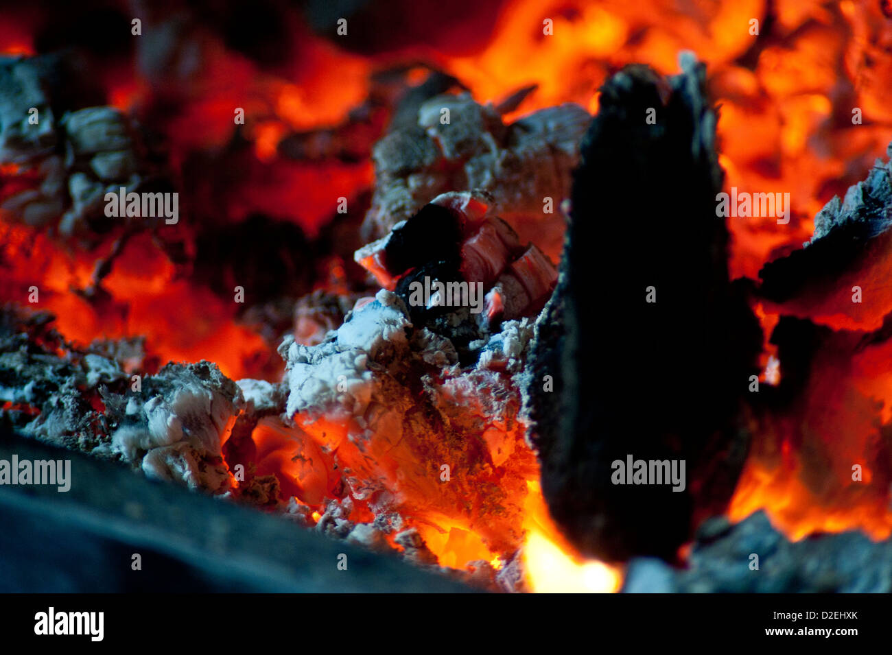 Wood burning in an open fire Stock Photo Alamy