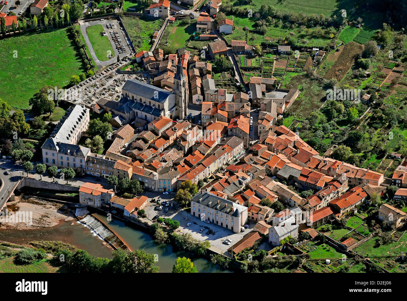 France, Aveyron : the village Vabres l'abbaye . aerial view Stock Photo