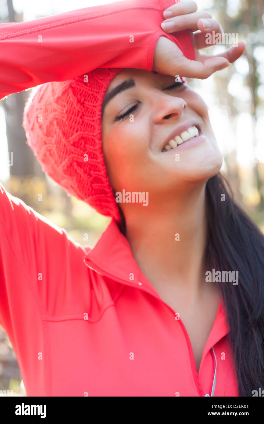 Young woman portrait in the forest Stock Photo - Alamy