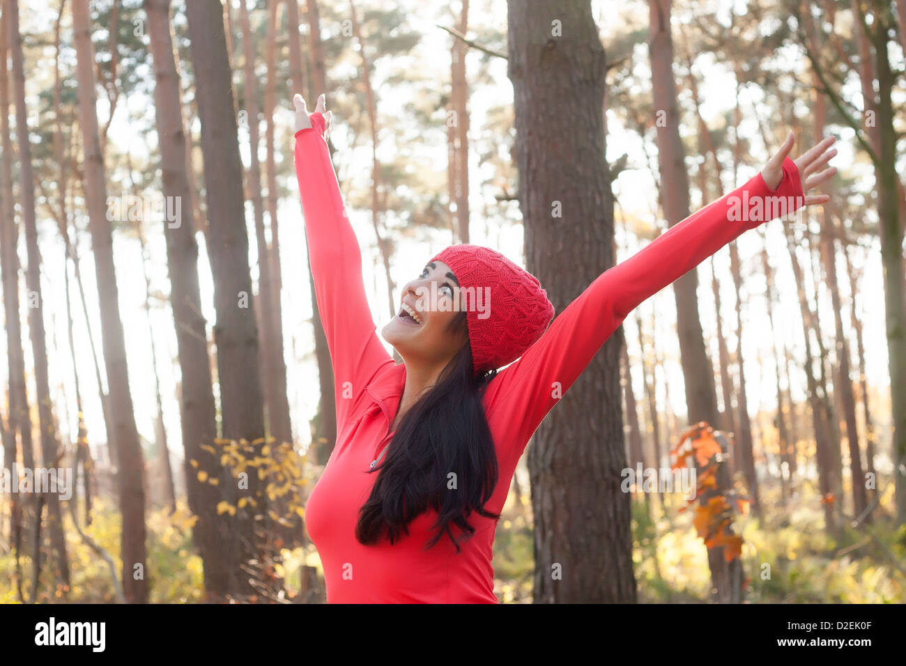 Young woman portrait in the forest Stock Photo - Alamy