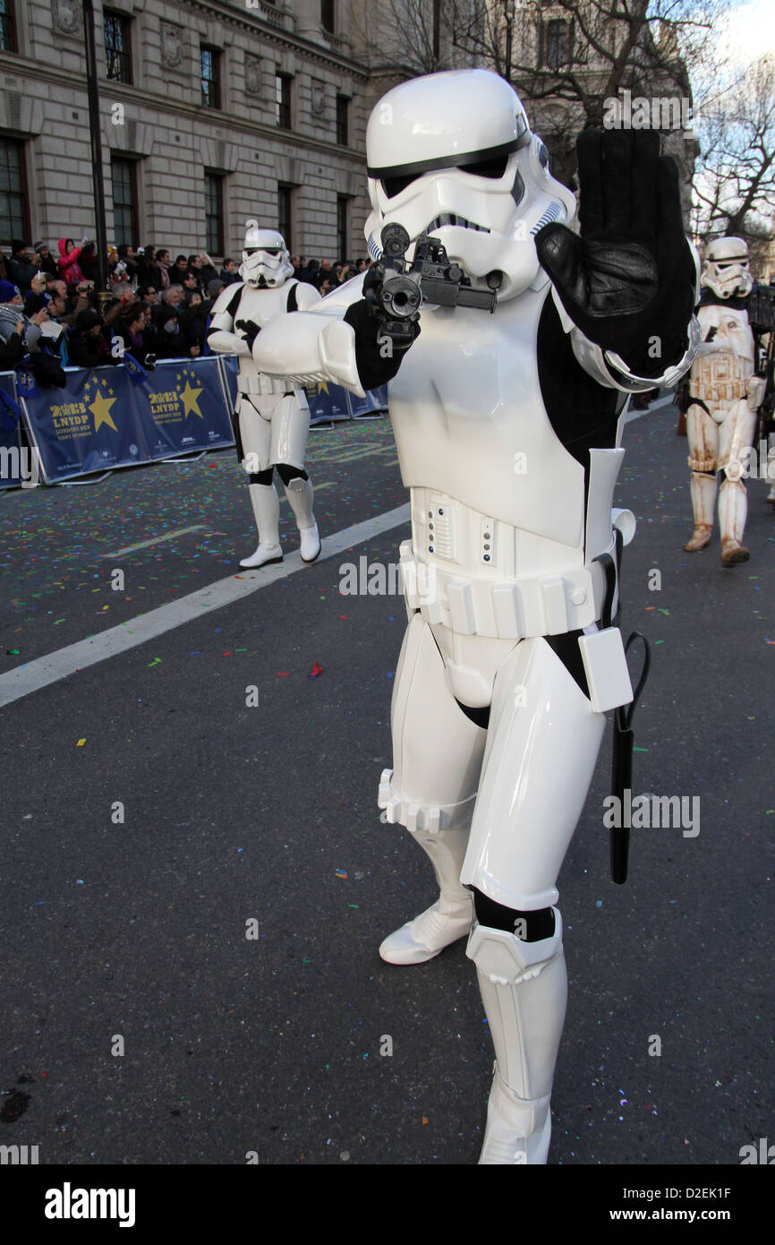 Star Wars Storm Trooper at the 2013 New Years day Parade in London. Stock Photo
