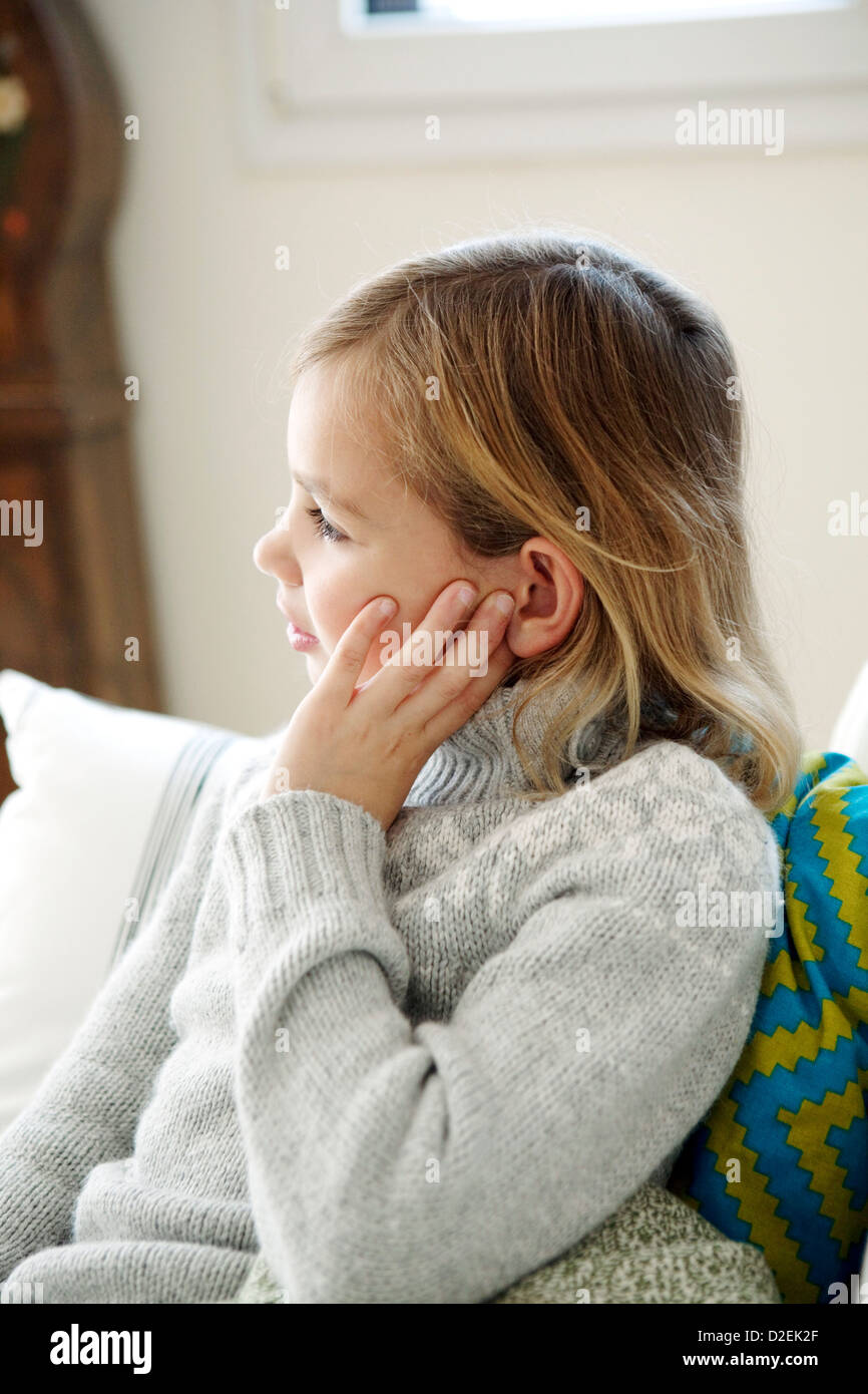 EAR PAIN IN A CHILD Stock Photo