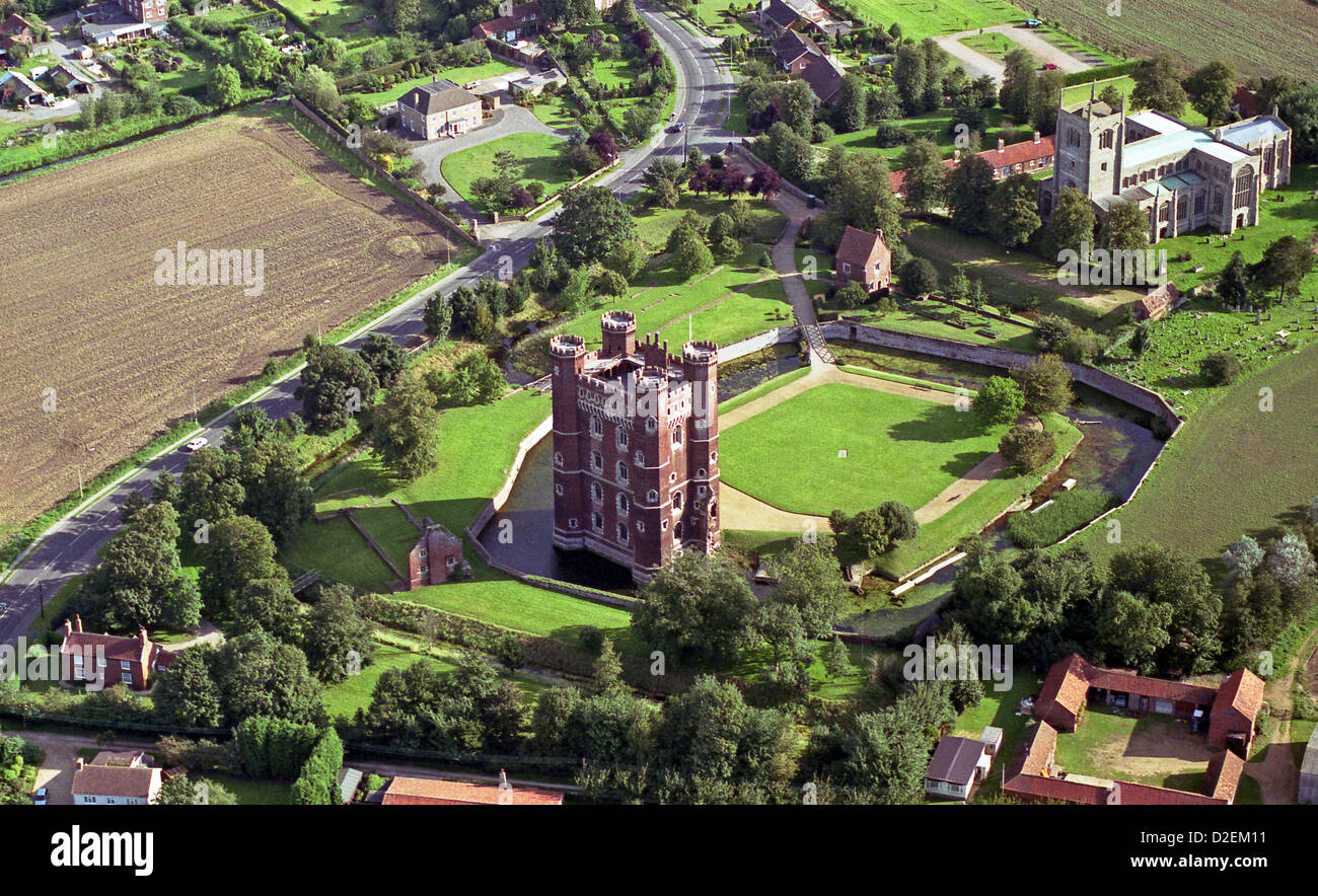 aerial view of Tattershall Castle and Holy Trinity Church, Tattershall