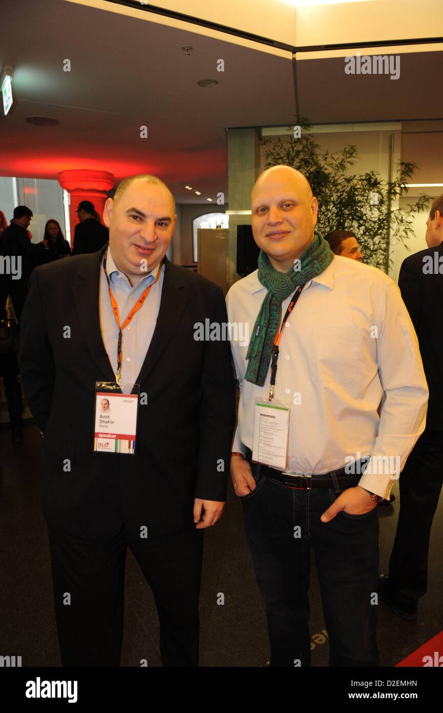 MUNICH/GERMANY - JANUARY 21: Amit Shafrir (Badoo, l.) and Gilad Novik  (Horizont Ventures Ltd., r.) stand togethert during the Digital Life Design  (DLD) Conference at the HVB Forum on January 21, 2013