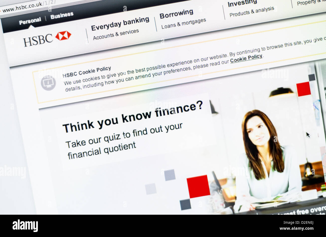 HSBC Bank logo and website. Stock Photo