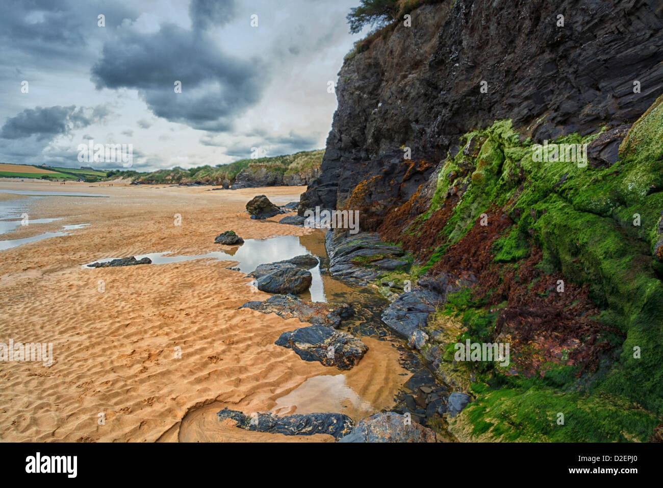 Cliffs and rock pool, Harlyn Bay, Cornwall, England Stock Photo Alamy