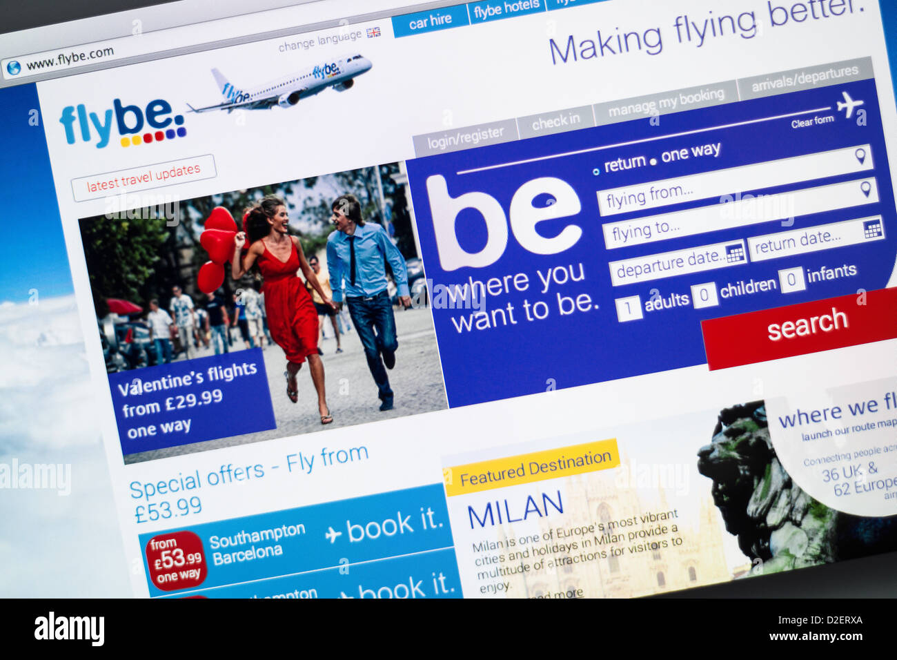 Flybe logo and website close up Stock Photo
