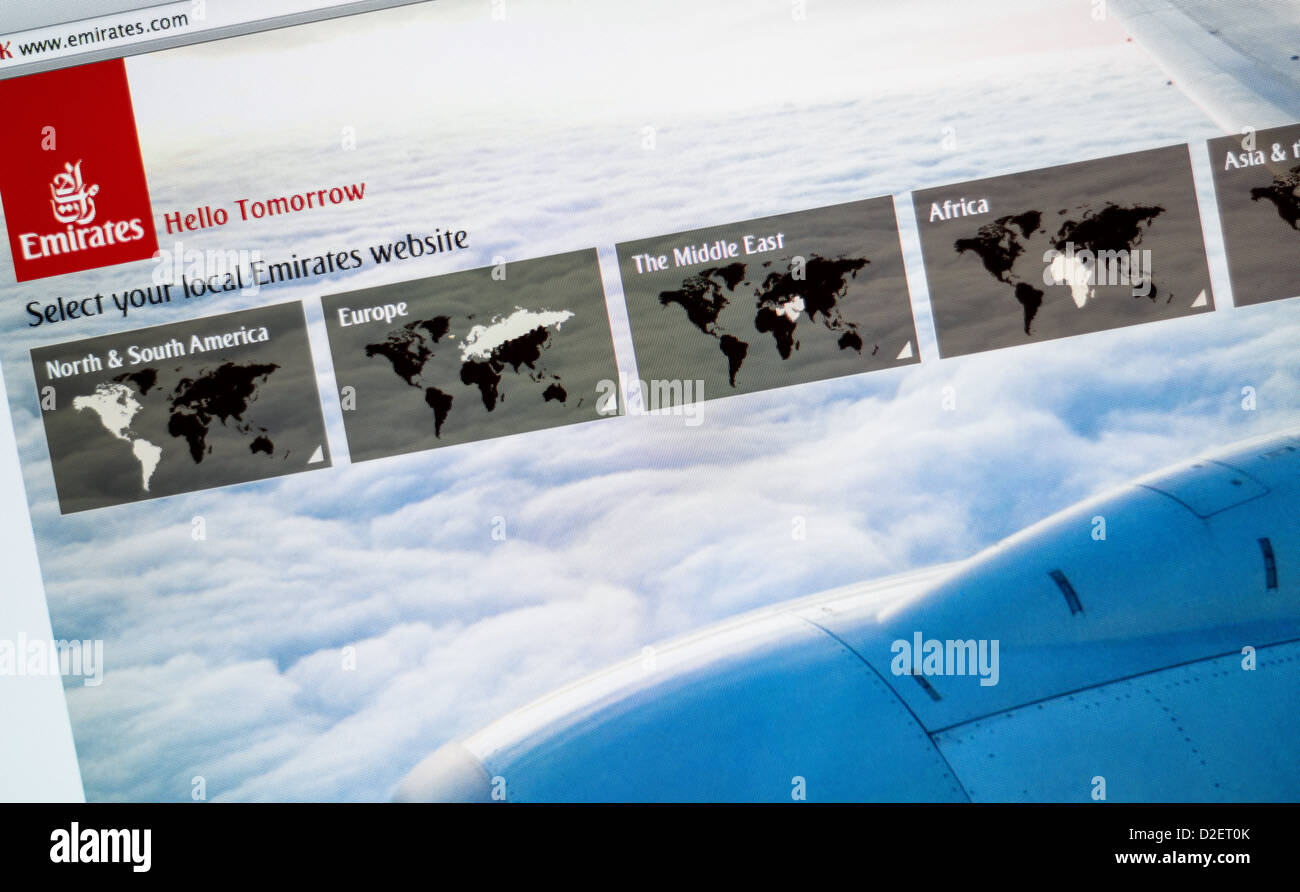 Emirates logo and website close up Stock Photo