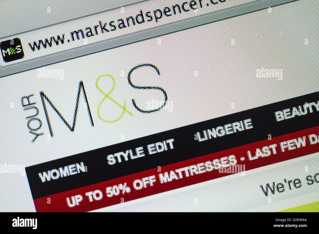 Marks and Spencer logo and website close up Stock Photo