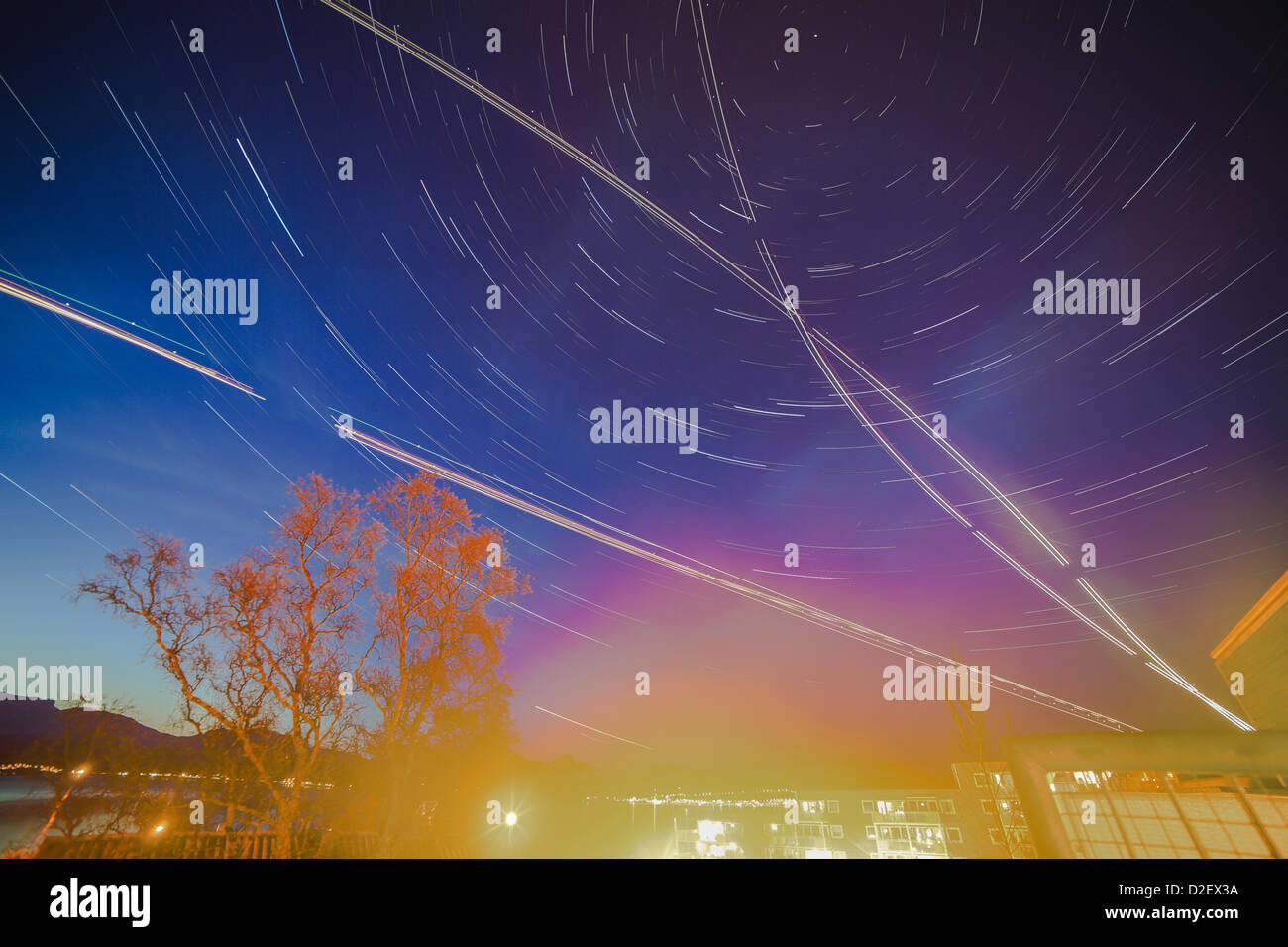 startrials and airplanes. Stock Photo