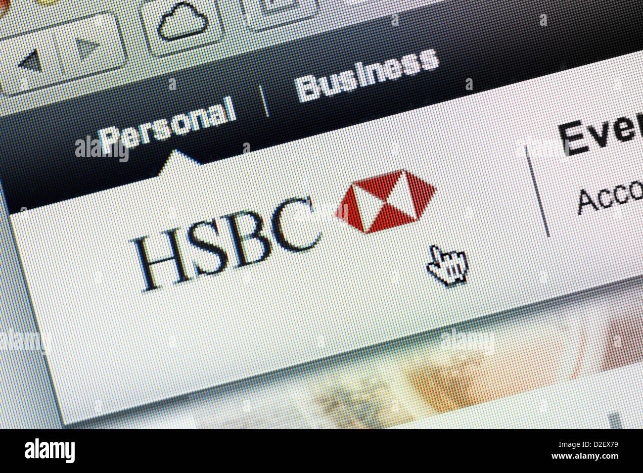 HSBC Bank logo and website close up Stock Photo