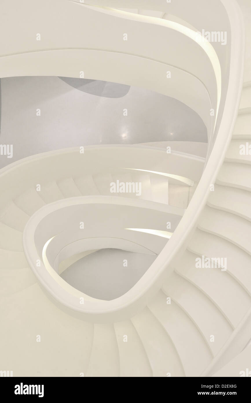 Modern and stylish curve staircase of SOHO Building in white color, Shanghai City, China. Stock Photo