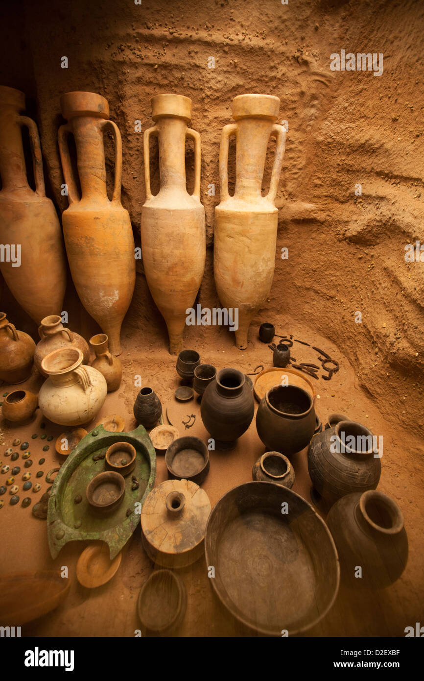 An Iron Age burial reconstruction displayed at the British Museum, London Stock Photo