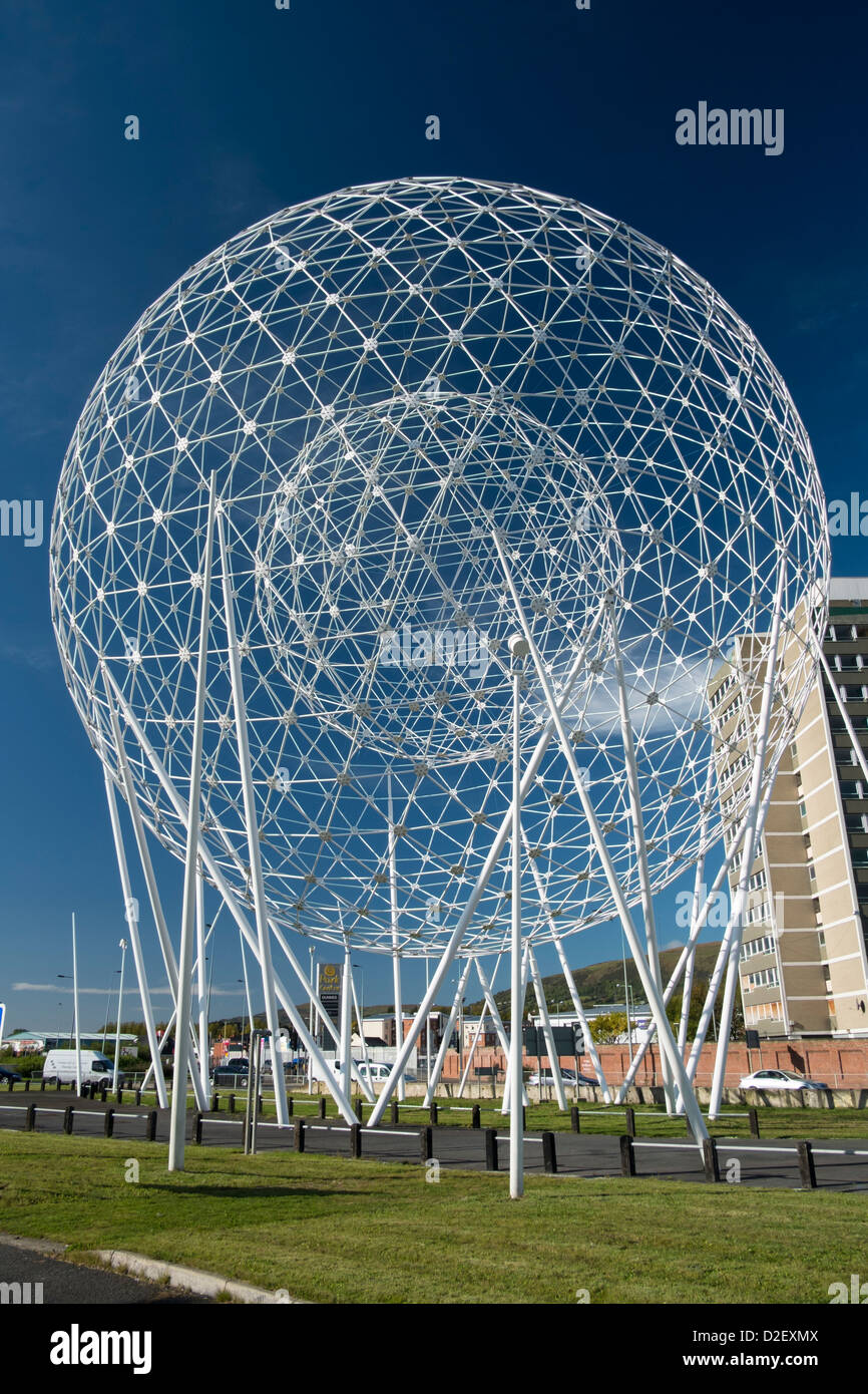 Belfast Sculpture RISE by artist Wolfgang Buttress, known locally as Balls on the Fall, westicles and Testes on the Westies Stock Photo