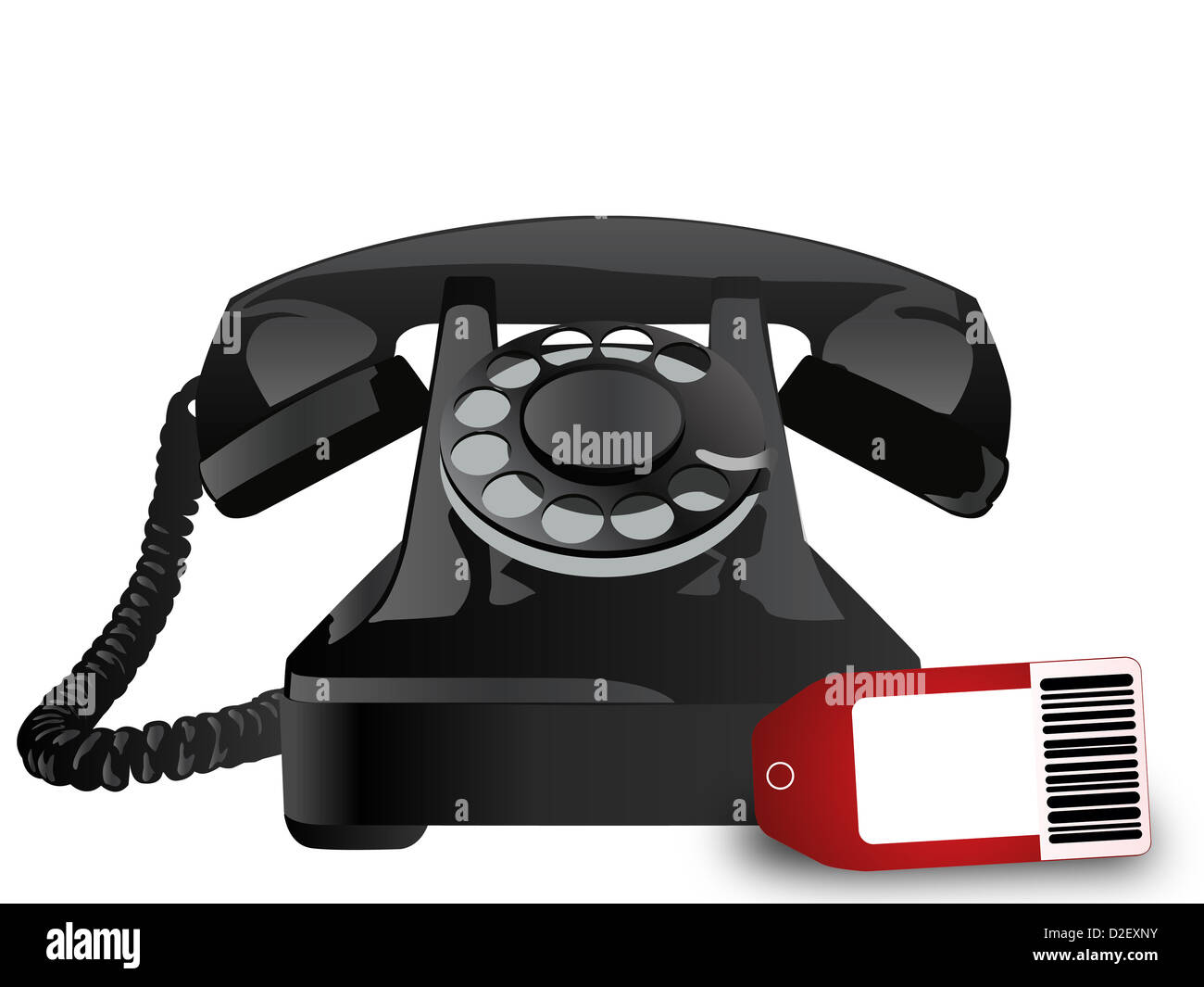 old telephone with rate tag Stock Photo Alamy