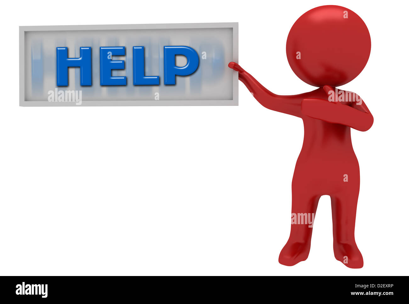 Want Help Visual Red 3d red character with help board Stock Photo - Alamy