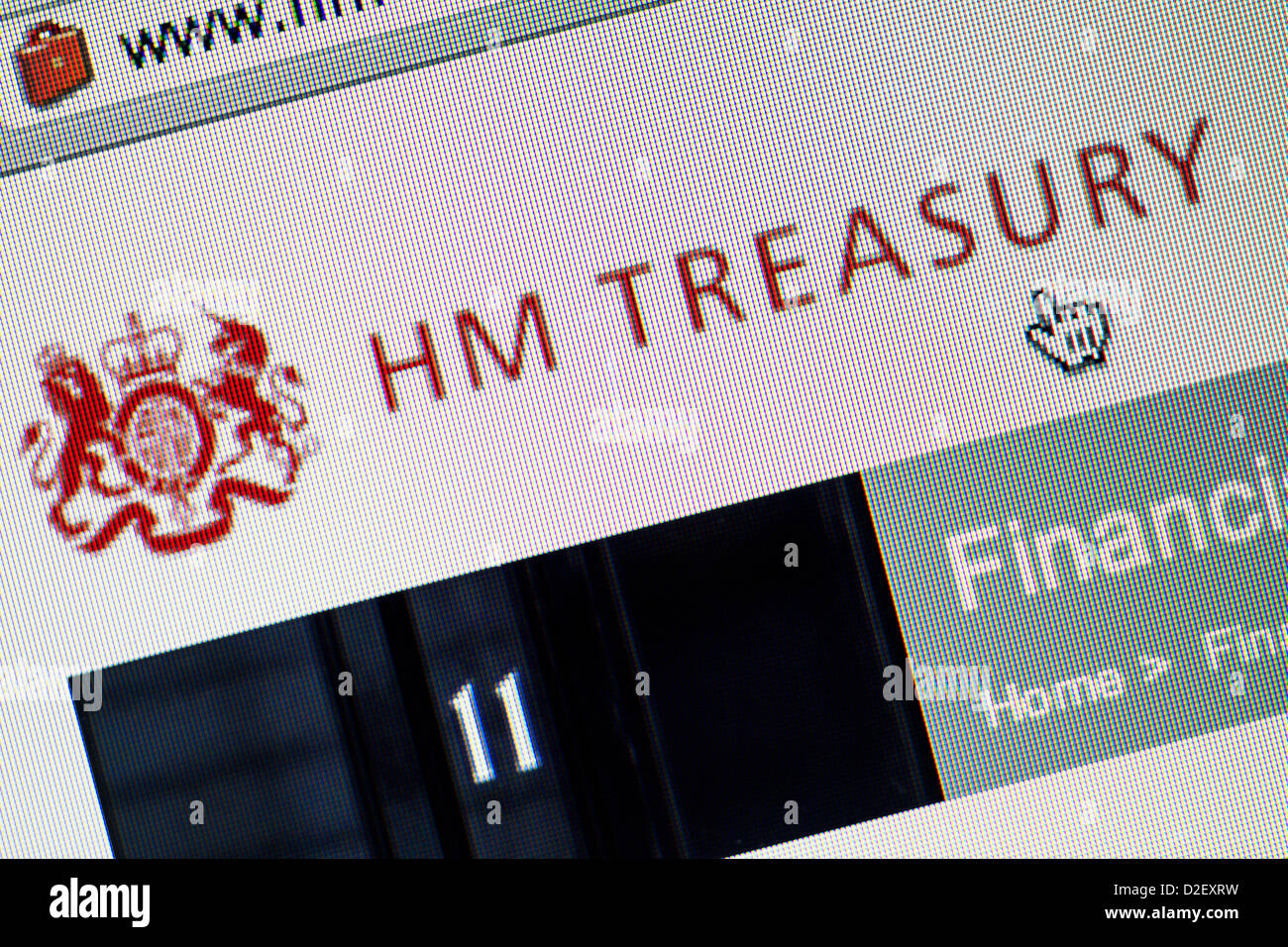 HM Treasury logo and website close up Stock Photo
