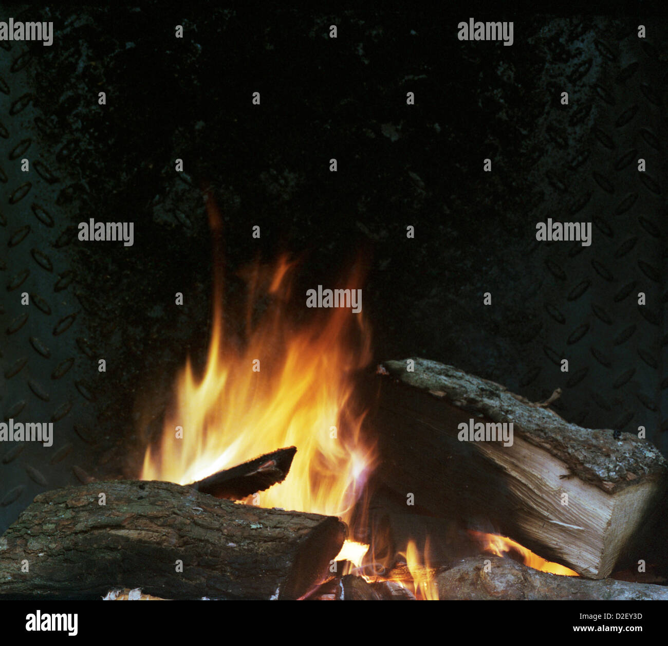 Burning log fire Stock Photo Alamy