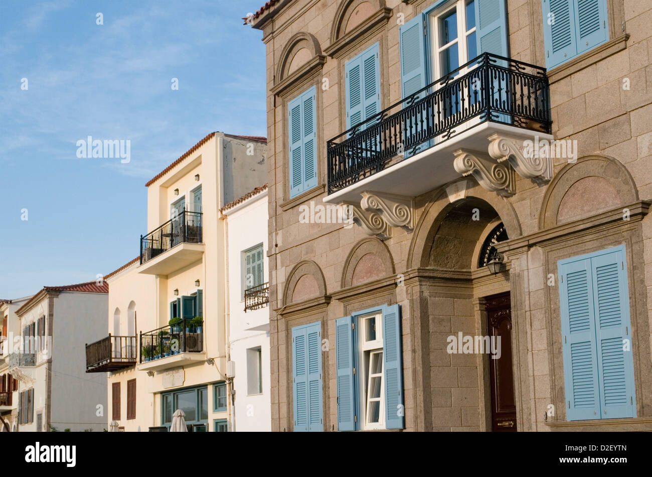 Houses architecture neoclassical mansions limnos island town hires
