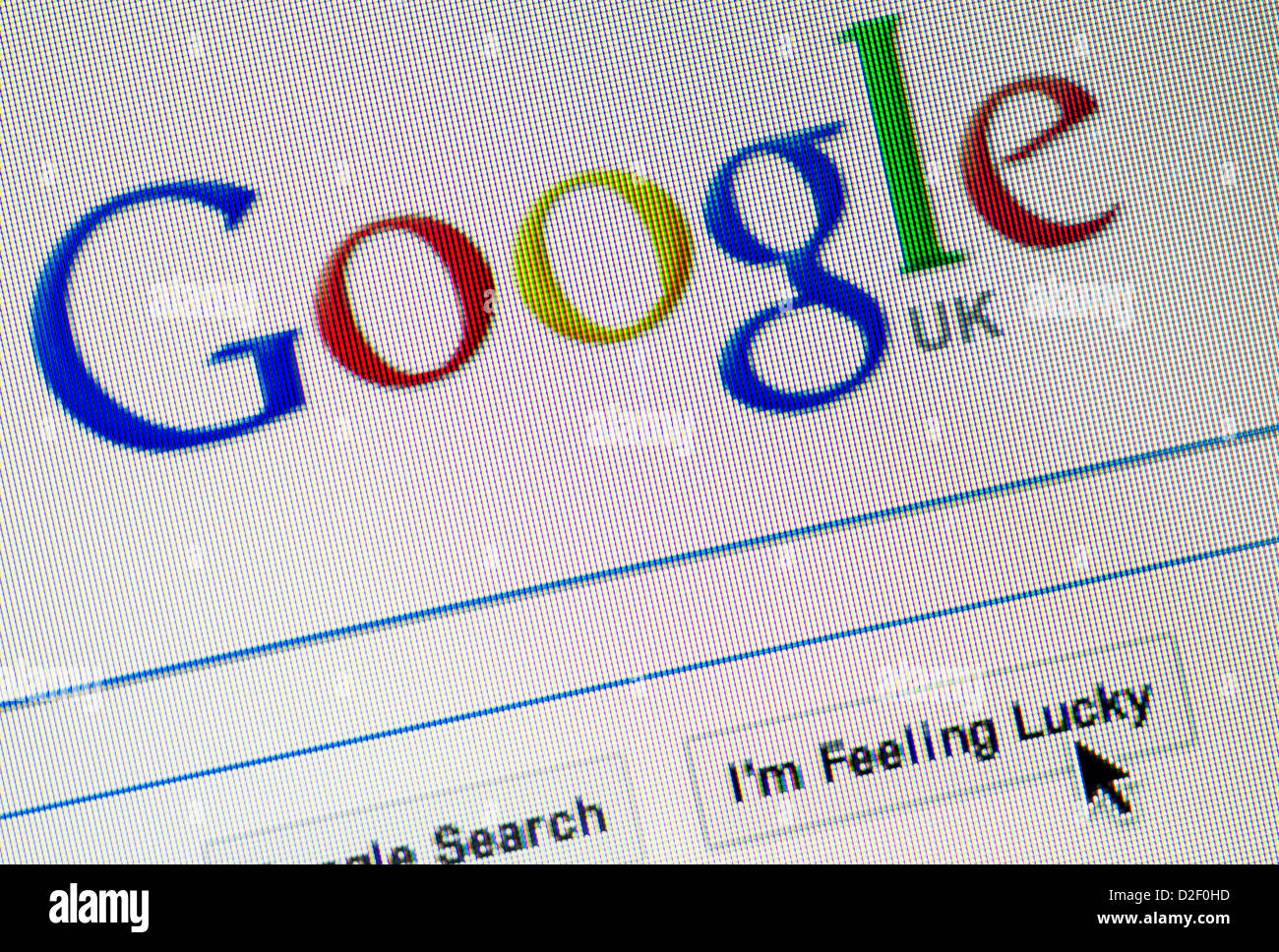 Google logo and website close up Stock Photo