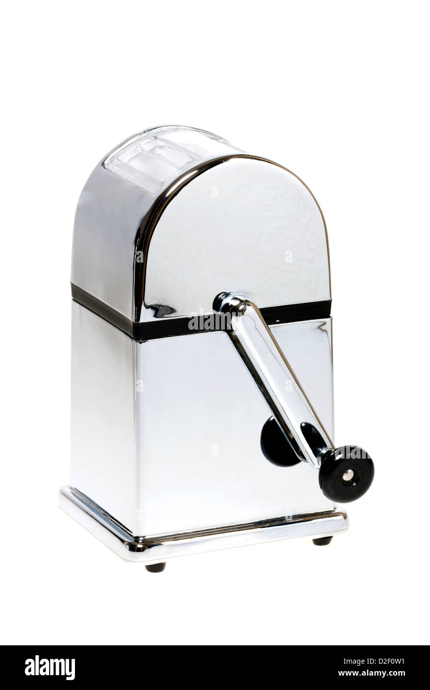 Glossy single ice crusher front of white background Stock Photo Alamy