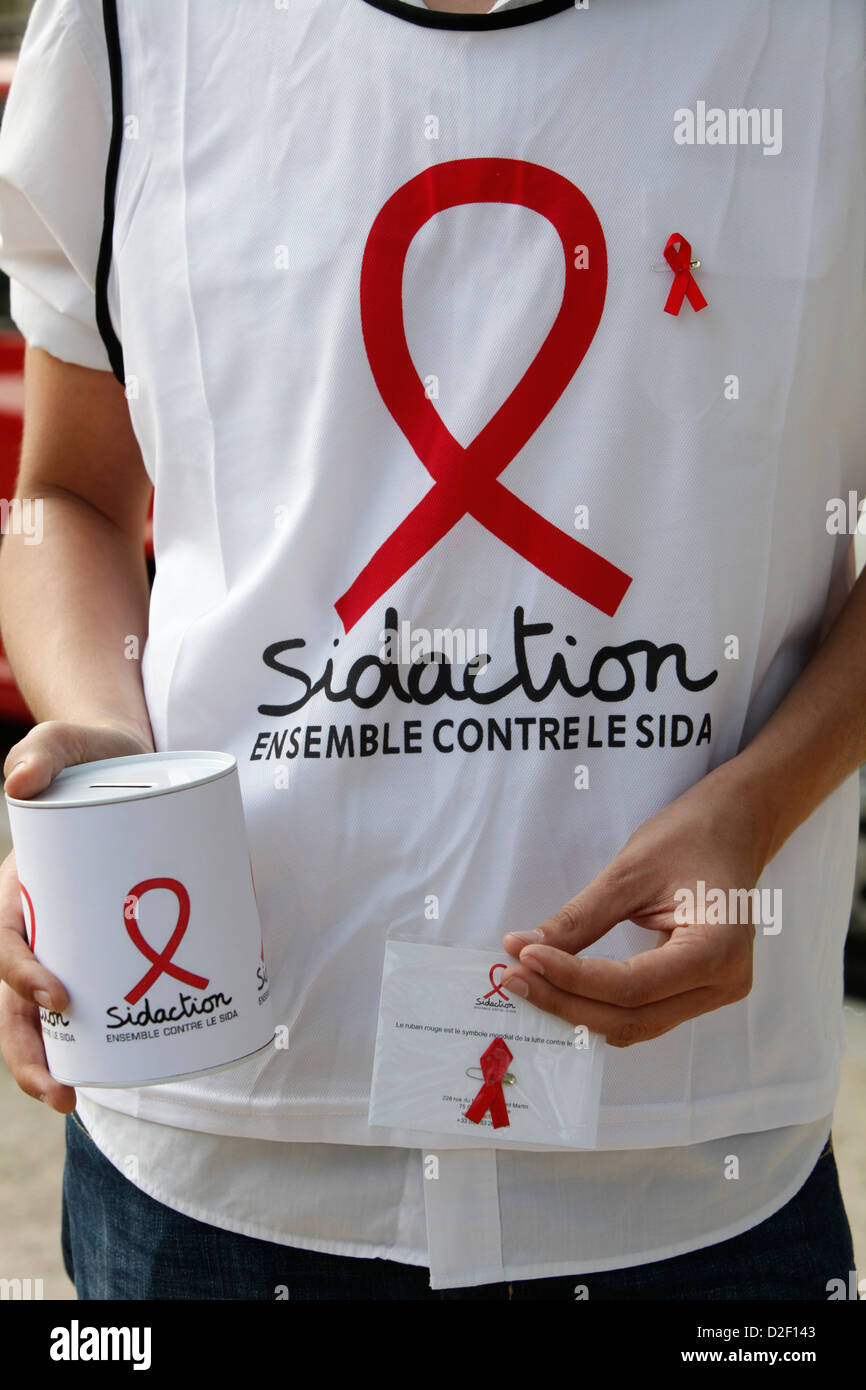 Fund raising for Sidaction (AIDS organisation) Paris. France. Stock Photo