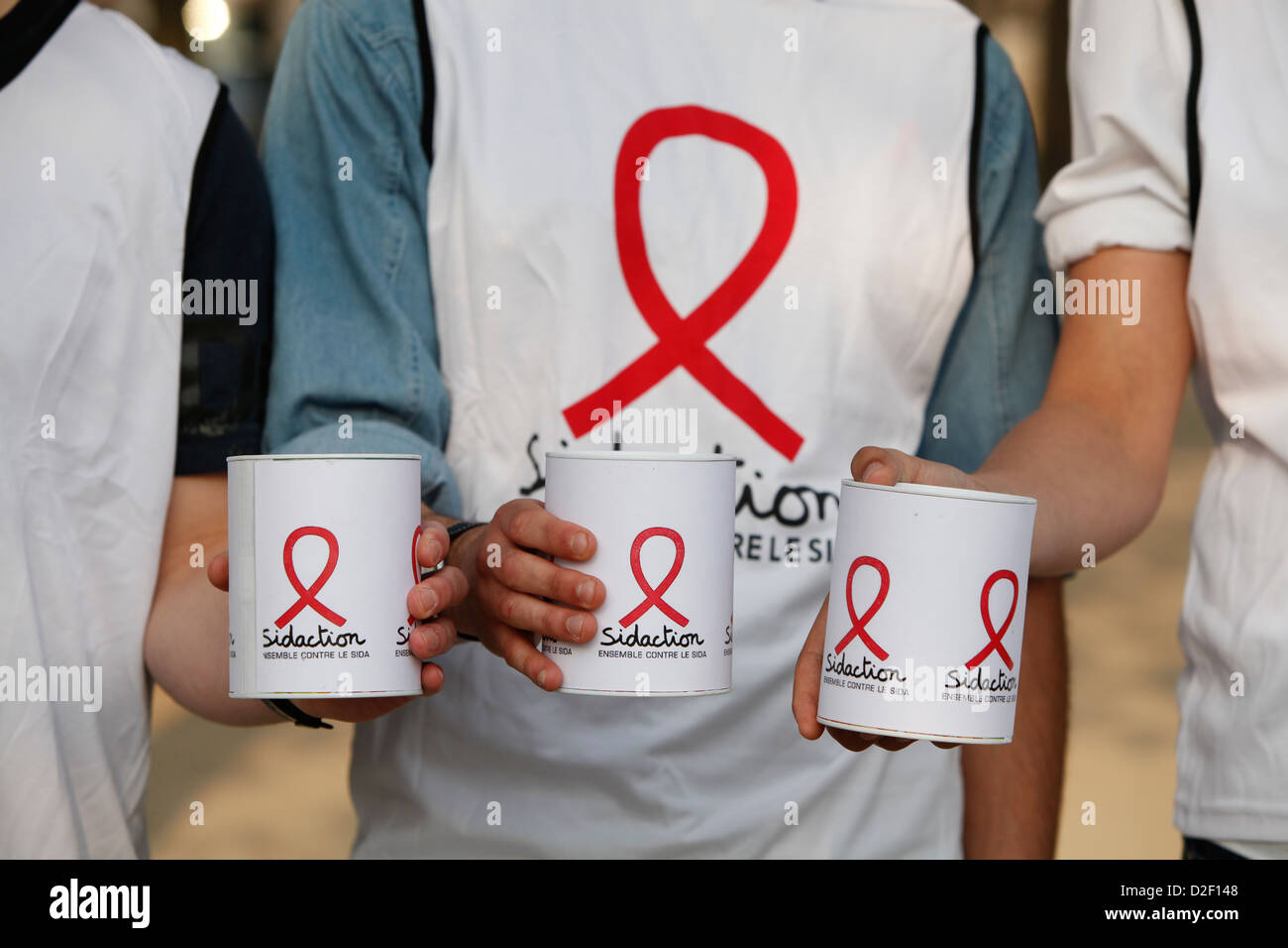 Fund raising for Sidaction (AIDS organisation) Paris. France. Stock Photo