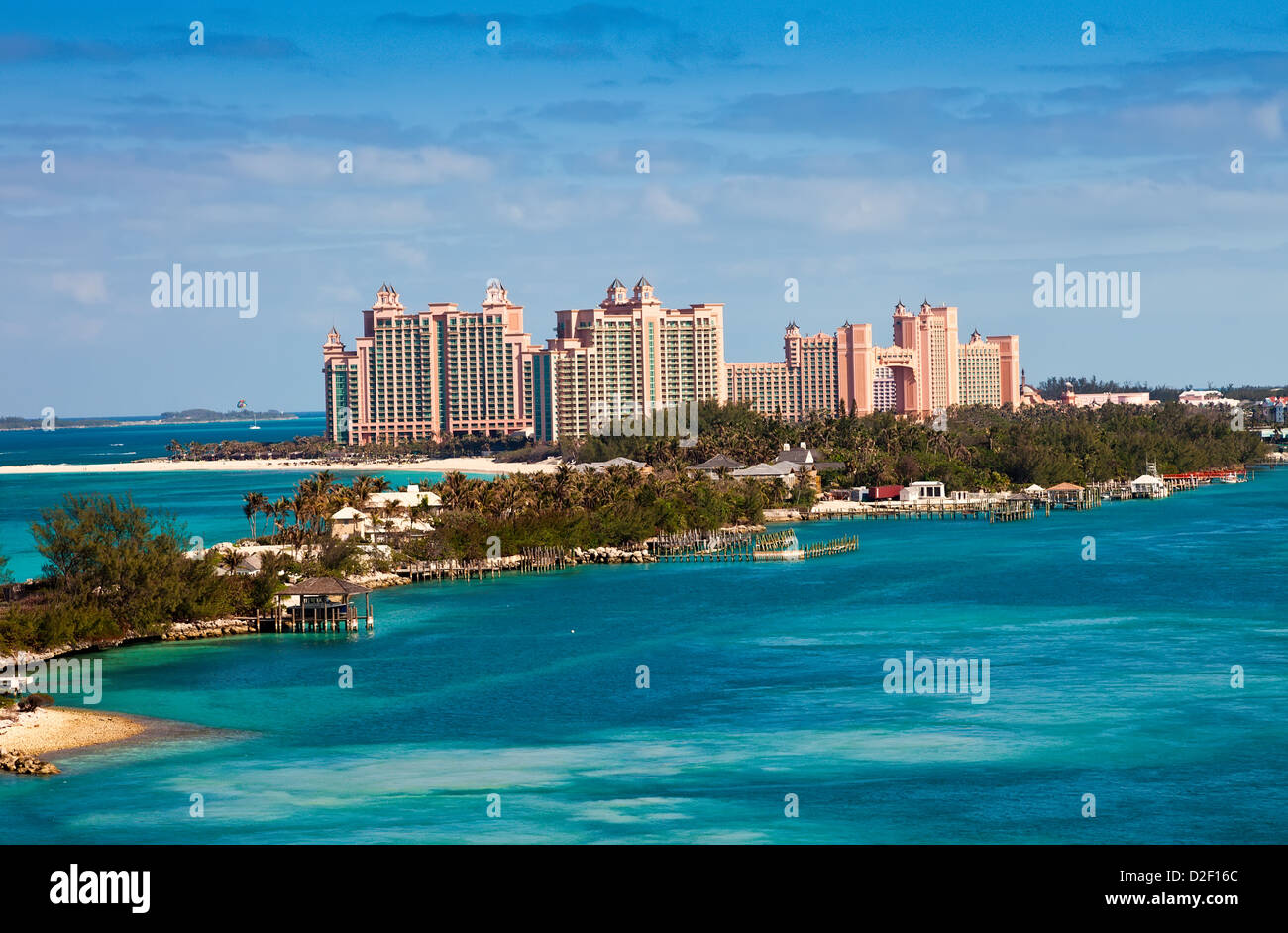 View of Paradise Island in Nassau, Bahamas. Stock Photo