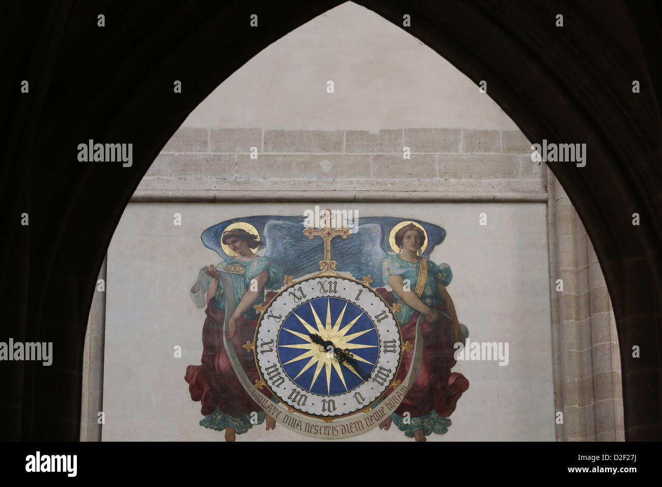 St Germain l'Auxerrois church. Clock. Paris. France. Stock Photo